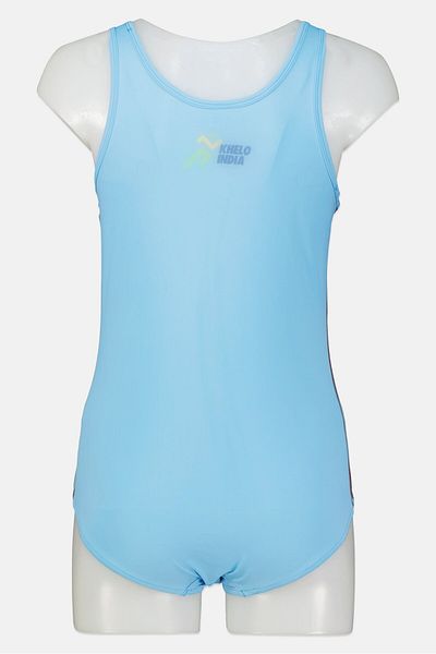 adidas Women Graphic Print One Piece, Light Blue
