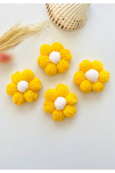 seyranat 4 жовтих плетених маргариток - діаметр 5 см Маргаритка-прикраса - пл...