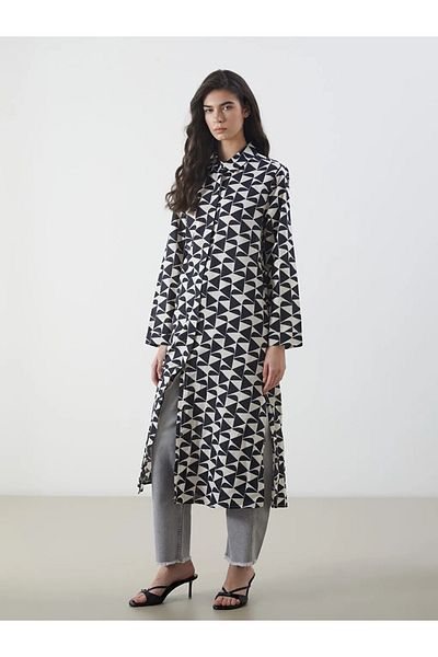 LC Waikiki Cămașă pentru femei LCW Modest cu model negru