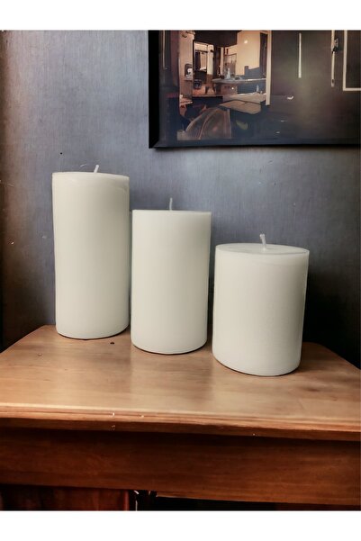 Truth Dev Silindir Mum 3 Adet Dev Mum Blok Mum 3'li Silindir Mum Set