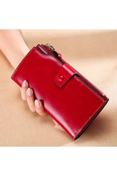 OEM Vienod women's wallet, genuine leather, with RFID blocking, red, 19 x 10 x 3 cm