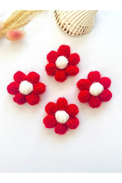 seyranat 4 штук блискучих червоних плетених маргариток - діаметр 5 см. Прикра...