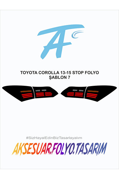 aksesuar folyo tasarım Toyota Corolla 2013-2015 (Ledsiz) Stop Folyo