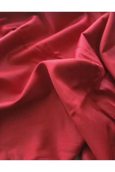 COLLESSİA 100% Cotton Satin Fitted Double Elastic Sheet Set Sheet Set - Red