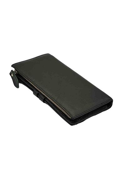 OEM Women's Slim Wallet Made of Genuine Leather, Chic Elegance Collection, Green, 20 x 10 x 3 cm