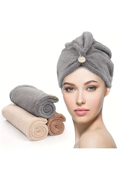 Kotonia Home Turban towel for drying hair, microfiber, 26x63 cm, gray