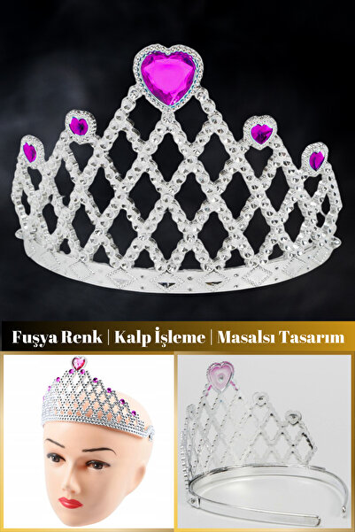 Genel Markalar Zarif ve Parlak Tasarım | Fuşya Renk Kalp İşlemeli Masalsı Pre...