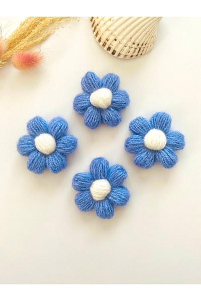 seyranat 4 броя блестящи сини плетени маргаритки - диаметър 5 см Декорация за...
