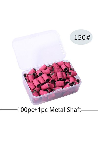 Choice Rose Red 2 100pcs Nail Sanding Brands With Metal Manicure Pedicure Files Drills Bit Foot Care Tools