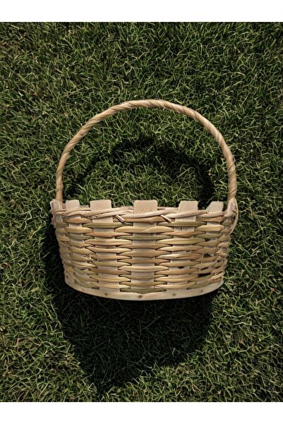 EL YAPIMI Dekoratif Çok Amaçlı Organizer Hasır Yumurta Sepeti 24x11x27cm