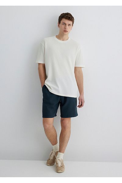 Mavi Self-Textured Loose Fit (My Loose Cat) Basic T-Shirt