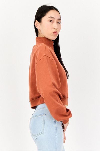 Levi's Women Mock Neck Solid Long Sleeve Sweatshirt, Rust