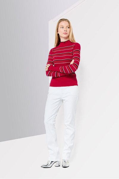 Scotch & Soda Women Mock Neck Long Sleeves Yarn Dye Sweater, Pink