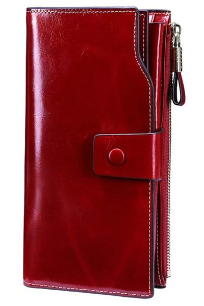 OEM Vienod women's wallet, genuine leather, with RFID blocking, red, 19 x 10 x 3 cm