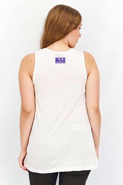 Diesel Women Round Neck Sleeveless Solid Tank Top, White