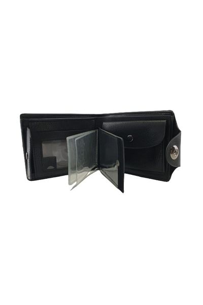 OEM Men's wallet made of artificial leather, black, 10x13cm