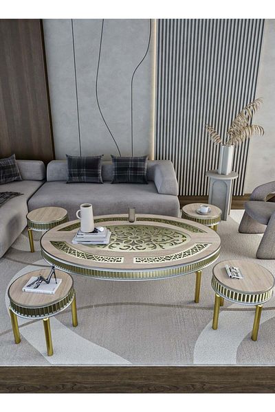 GENERAL ZAHRAT ALFKHAMAH A 5-piece table set consisting of a coffee table and 4 coffee and tea side tables