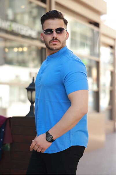 MODA Kısa Kol Hakim Yaka Keten Gömlek