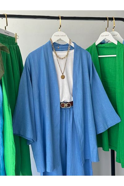 modabetce Costum kimono din in albastru