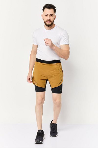 adidas Men Slim Fit 5 Inseam 2 In 1 Training Shorts, Brown