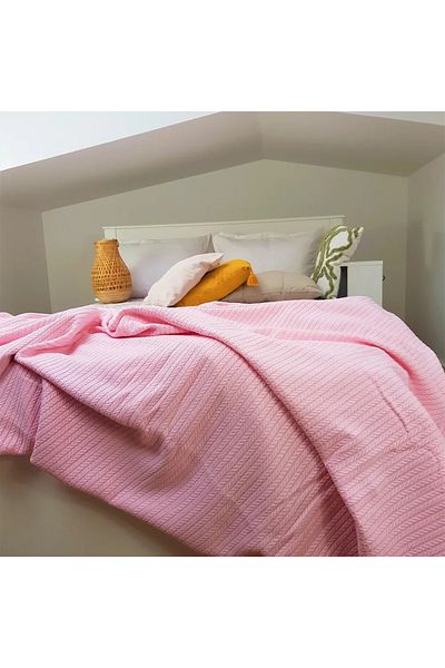 Kotonia Home Pique Blanket, 220x240 Cm, 100% Cotton, Pink