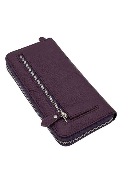 OEM Women's Wallet with Many Compartments Made of Genuine Leather, Purple, 20 x 10 x 2.5 cm