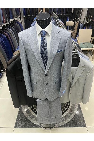 MASSARO Linen Men's Suit (100% Linen Light Stripes)