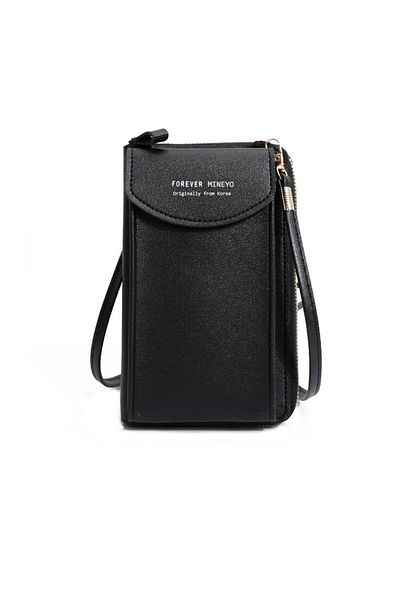 OEM Forever Mineyo Crossbody Bag, wallet, 2 pockets, adjustable strap, eco leather, black