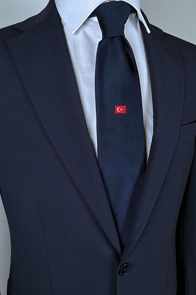 1001 Kravat Men's Gift with Turkish Flag Patterned Silk Tie and Wooden Box