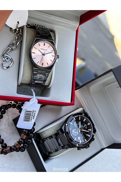 Ferrucci Functions Active Steel Band Black Men Wrist Watch Bracelet