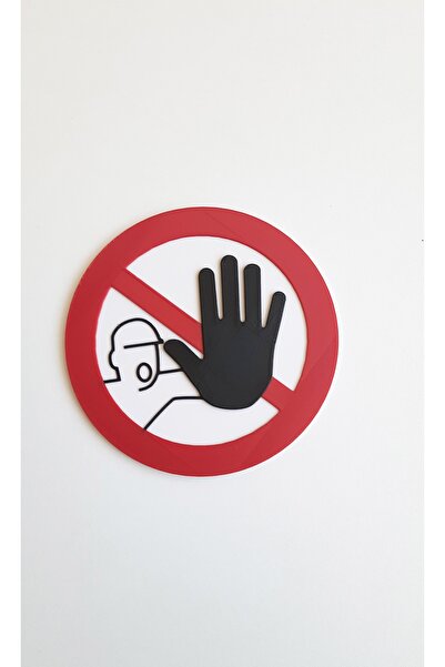 RELATOS Kırmızı Şeritli Plastik Dur Levhası El Işareti Oda Kapı Süsü Yapışkan...