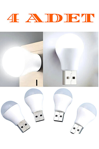 nelerbulurum 4 adet Usb uçlu Led 1w beyaz Işık powerbanke takılabilen ampül G...