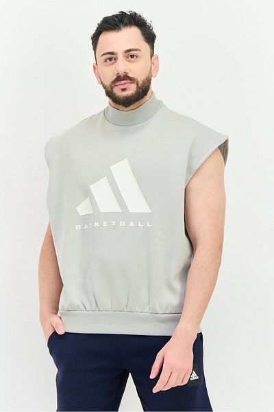 adidas Men Sportswear Fit Sleeveless Basketball Sweatshirt, Grey