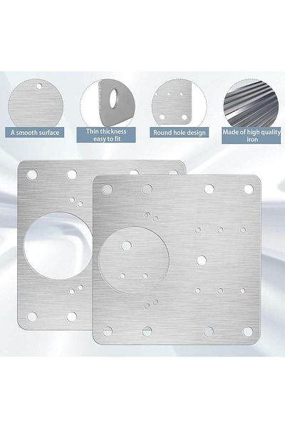 OEM Set de 4 plăci de fixare pentru repararea balamalelor, oțel inoxidabil, 9 x 9 cm, argintiu