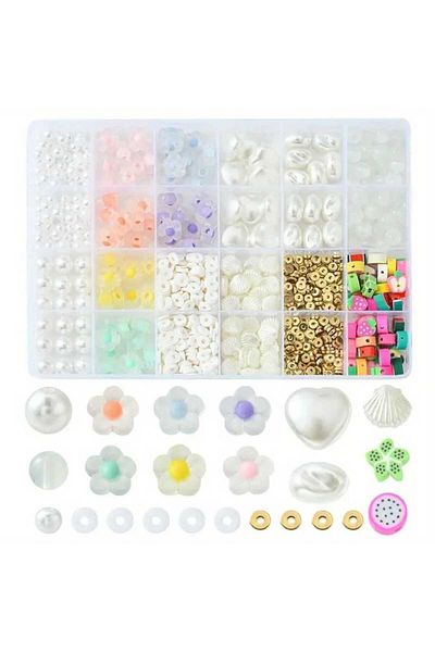 yiğit aksesuar Giant Pearl Beads and Transparent Beads Necklace Bracelet Jewelry Making Set with Fruit Fimo