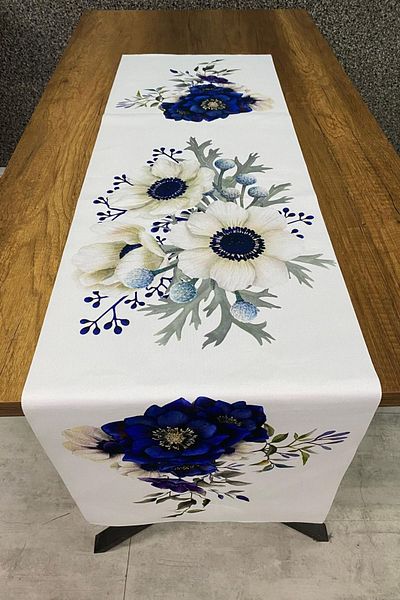 tarzınısec Blue Rose Patterned Runner 40X140 cm