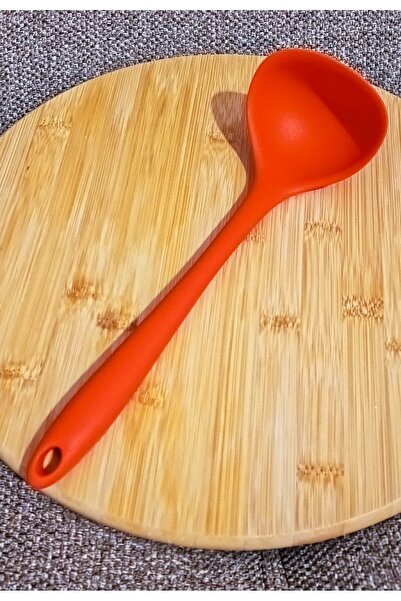 BRE HOME 29 cm Sert Uçlu Kırmızı Silikon Kepçe, Çorba Yemek Kepçesi, Yanmaz Y...