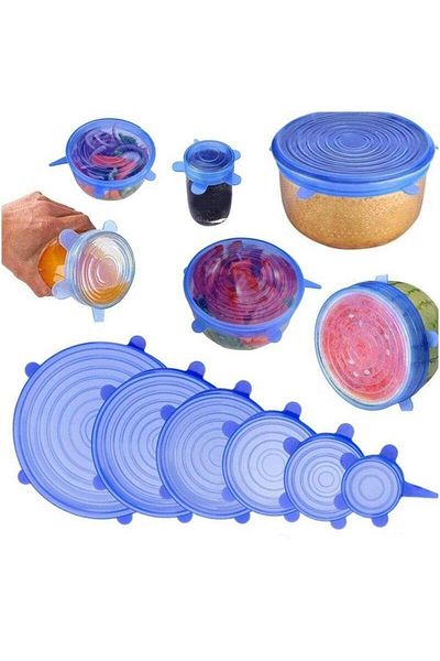 OEM Set de 12 capace flexibile din silicon premium, folie extensibilă de înlocuire, diferite dimensiuni, reutilizabile,
