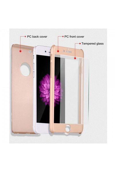 OEM Husa Mystyle Fullbody Rose-gold Apple Iphone 7 Acoperire Completa 360 Grade Cu Folie De Sticla