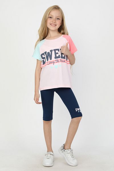 e-çocuk Girl's Sweet Printed Reglan Sleeve Tights Suit - 23400