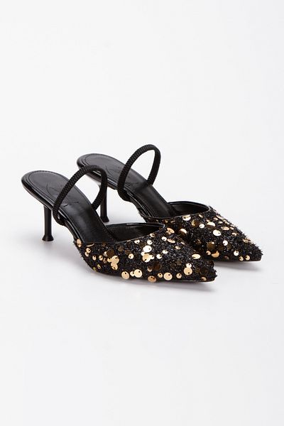 UYEGE The Night Series Sequin Detailed Pointed Toe Women's Heeled Shoes