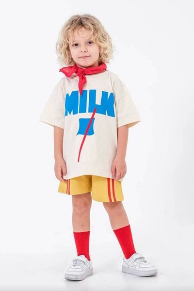 Kidmark Çocuk Modası Boy's Milk Printed Summer Cotton Suit