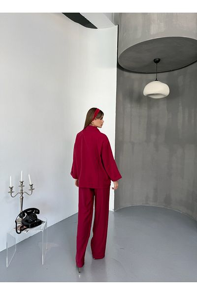 modabetce Strawberry Fabric Blazer Jacket Pants Suit