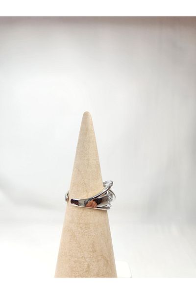 Store 316L Surgical Steel Spiral Stone Ring - Silver Color & Does Not Tarnish
