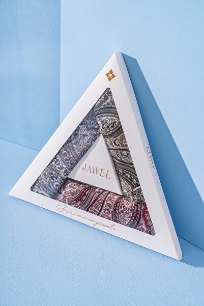 JAWEL Γυναικείο πακέτο μαλακών κασκόλ Barissa (Indigo-Burgundy-Khaki)