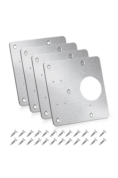 OEM Set de 4 plăci de reparare pentru dulapuri cu balamale, oțel inoxidabil, 90 x 90 mm, argintiu