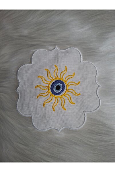 ebrinaatölye Evil Eye Bead Patterned 2-Piece Coffee Presentation Napkin