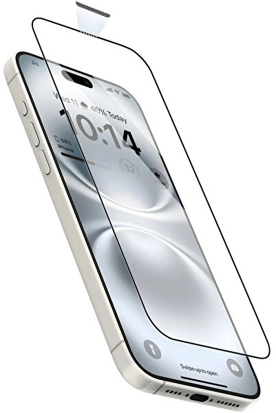 Fibaks iPhone 15/14 Pro/16 150c Antistatic Tam Kapatan Temperli Cam Ekran Koruyucu Kırılmaz Cam Koruma