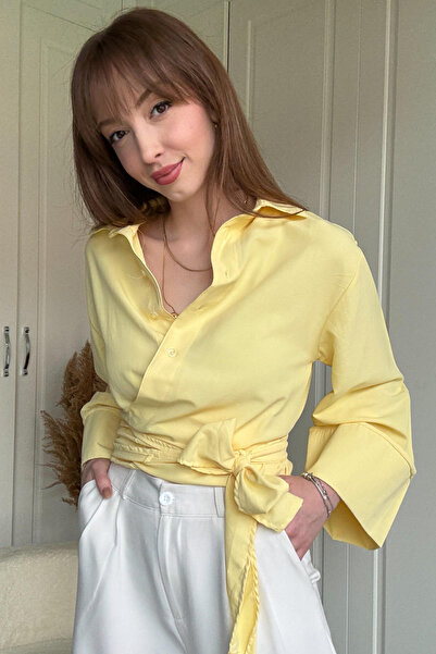 Dilay Gökoğlu Butik Bağlamalı Sarı Gömlek
