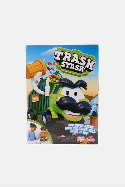 Goliath Trash Stash Dump Into Garbage Truck Game, Green